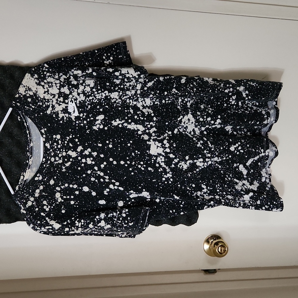 Nike Black And White Paint Splatter AOP Crewneck T-Shirt